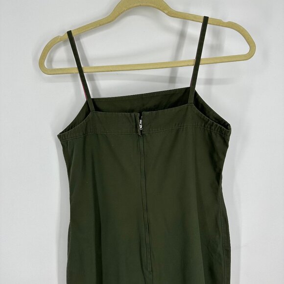 J Crew Embroidered Floral Sheath Dress 6 100% Cotton Sleeveless Olive Green Pink - Picture 5 of 6